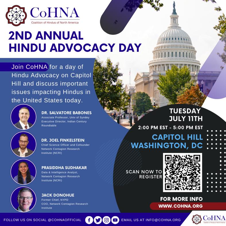 Coalition of Hindus of North America (CoHNA) Advocates for Hindu American Community at Capitol Hill Event