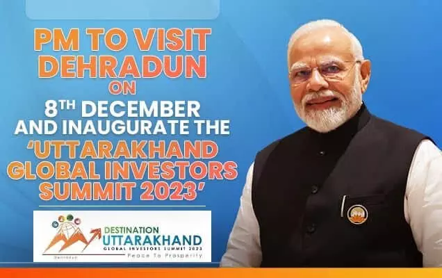 PM Modi to Ignite Peace to Prosperity at Uttarakhand Global Investors Summit 2023 on December 8th.