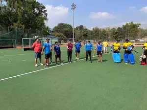 Former Indian Hockey stars undergo specialized coaching for uniformity in goalkeepers and drag-flickers training Former Indian Hockey stars undergo specialized coaching for uniformity in goalkeepers and drag-flickers training