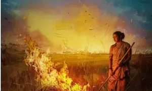 Parvathy stares at raging fire in new poster of Vikram-starrer Tamil movie Thangalaan’