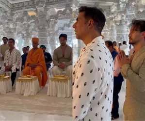 Akshay, Tiger pray at Abu Dabi BAPS Hindu Mandir before Bade Miyan Chote Miyan release