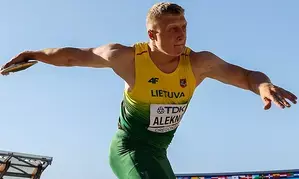 Mykolas Alekna breaks old world record in discus throw with 74.35m in Oklahoma