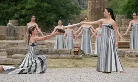 Flame for the Olympic Games Paris 2024 lit in a symbolic ceremony in Ancient Olympia
