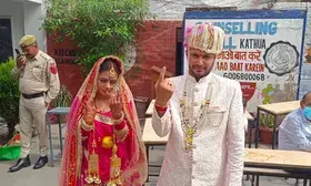 J&K: Couple cast vote on their marriage day in Kathua