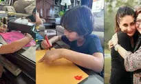 Kareena shares pictures of Taimur, Jeh scribbling letter for their grandma on her birthday