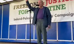 Irish singer Christy Moore attends pro-Palestine rally in Dublin