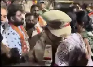 Woman ASI suspended for hugging BJPs Hyderabad LS seat candidate