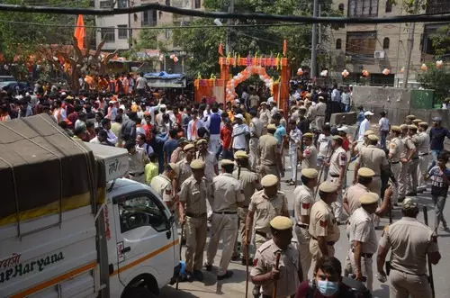 Security beefed up in Delhi’s Jahangirpuri on Hanuman Jayanti Security beefed up in Delhi’s Jahangirpuri on Hanuman Jayanti