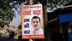 Poster war in Amethi, Robert Vadras name comes up Poster war in Amethi, Robert Vadras name comes up
