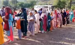 Long queues outside polling booths in Jammu-Reasi LS constituency