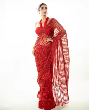 Raveena wears saree made with recyclable material in this blistering heatwave