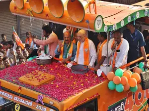 HM Amit Shah holds massive roadshow in Karnatakas Haveri