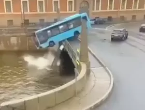 Three dead as bus falls into river in Russias St Petersburg