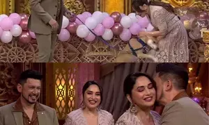 Madhuris hubby surprises her with handwritten letter, visits Dance Deewane set with dog