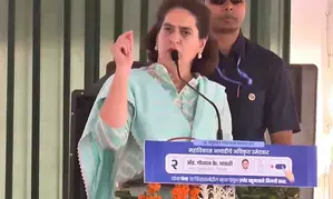 PM cries like a child on his problems rather than wiping tears of people, Priyanka says at Maha rally