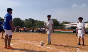 Revanth Reddy, Owaisi unwind with football, cricket