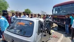 Three killed, toddler critical as car-State Transport bus collide in Nashik Three killed, toddler critical as car-State Transport bus collide in Nashik