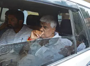 Emotional H.D. Revanna heads to father Deve Gowdas house after release from prison on bail Emotional H.D. Revanna heads to father Deve Gowdas house after release from prison on bail