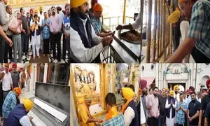 Kejriwal & Mann pay obeisance at Golden Temple, Durgiana Mandir