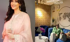 Traveller’ Manisha Koirala, whos ‘always on the move’, lounges around in an airport