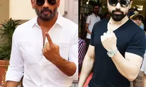 Suniel Shetty posts video before voting; Emraan Hashmi click pictures with voters