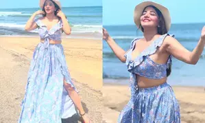 Monalisas beach fashion is all about breezy co-ord set, sun hat, slippers