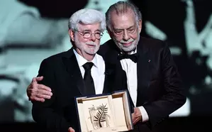 Coppola presents honorary Palme dOr to lifelong buddy George Lucas at Cannes Coppola presents honorary Palme dOr to lifelong buddy George Lucas at Cannes