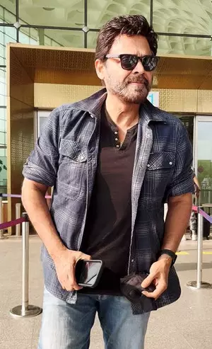 Venkatesh Daggubati aces airport look with checkered shirt and denims Venkatesh Daggubati aces airport look with checkered shirt and denims