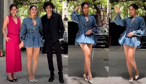 Sharvari Wagh and Team Munjya enthral paparazzi with viral hook step from Taras