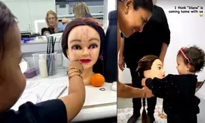 Busy hair & make-up session: Priyanka Chopras daughter doodles the mannequin