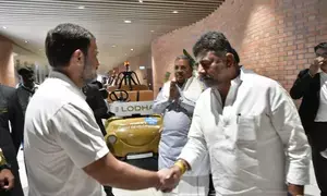 Rahul Gandhi reaches Bengaluru for defamation case; CM, Dy CM welcome him