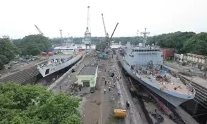 Two ships separated by 30 years being worked upon by GRSE simultaneously