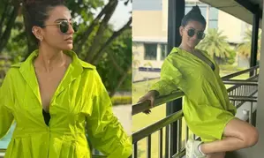 Akshara Singh shells cool girl vibes in green shirt dress, sneakers & sunglasses
