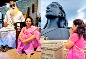 My happy place: Kangana calls on Sadhguru at Isha Foundation in Coimbatore