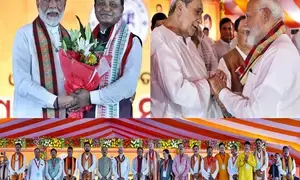 PM Modi, others attend swearing-in of new BJP-led govt in Odisha