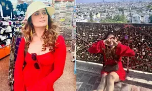 Arti Singh puts love lock she bought 5 years back at Pont des Arts bridge in Paris