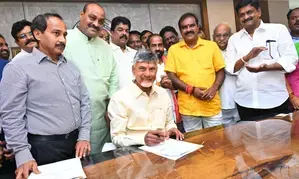 Chandrababu Naidu takes charge as Andhra Pradesh CM, signs five files