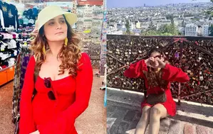 Arti Singh puts love lock she bought 5 years back at Pont des Arts bridge in Paris