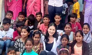 Sunny Leone shoots for upcoming film in Karnataka, visits village school