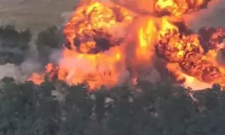 Ukrainian drone attack causes fire at Azov oil depot in Russia