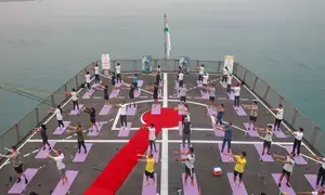 Indian Navy conducts Yoga sessions on warships, foreign ports