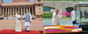 Sheikh Hasina receives ceremonial welcome at Rashtrapati Bhawan Sheikh Hasina receives ceremonial welcome at Rashtrapati Bhawan