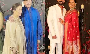 Sonakshi-Zaheer pose for paparazzi in red & white as celebrities troop in for all-night party (Lead)