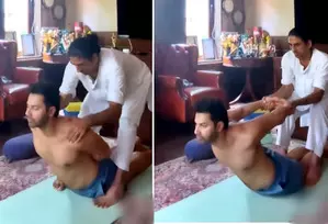 The best stretch: Varun Dhawan treats stiff shoulders, chest muscles with yoga