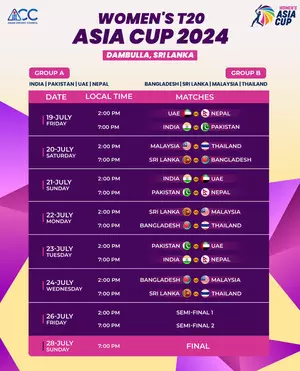 India to meet Pakistan on July 19, opening day of Womens T20 Asia Cup 2024
