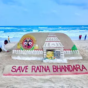 Noted sand artist writes to Odisha CM seeking immediate repair of Ratna Bhandar