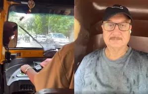 Anupam Kher takes auto-rickshaw ride to enjoy ‘baarish’ in Mumbai Anupam Kher takes auto-rickshaw ride to enjoy ‘baarish’ in Mumbai