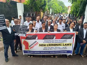 Left-backed lawyers body stages protest against 3 new criminal laws in Tripura