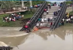 Truck plunges into river as bridge collapses in Manipur