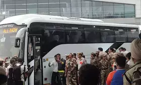 Weather god showers love as champs return home! Rohit & Co. receive heros welcome (Ld)